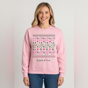 Puppylove Puppies CHRISTMAS Oversized Sweatshirt M NWT